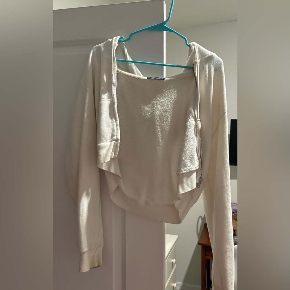 BRANDY MELVLE White cropped hoodie